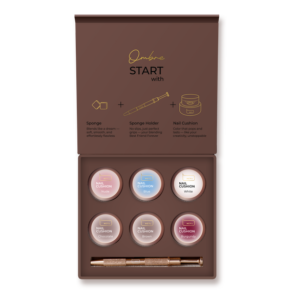 Nail Cushion set Brown for ombré and nail art 6 colours