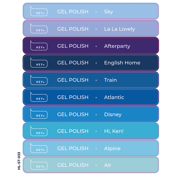Full Collection of Stickers for new 66 gel polishes (Physical item) - Nail Artistry Melbourne | Professional Nail Supplies Melbourne