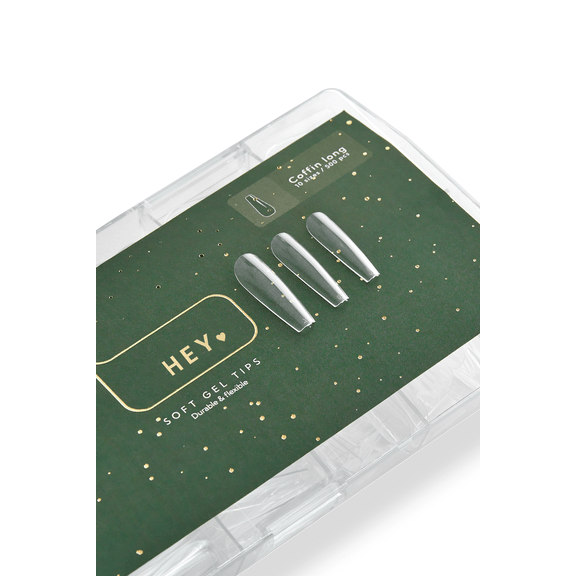 Gel Tips COFFIN LONG 500p (Physical item) - Nail Artistry Melbourne | Professional Nail Supplies Melbourne