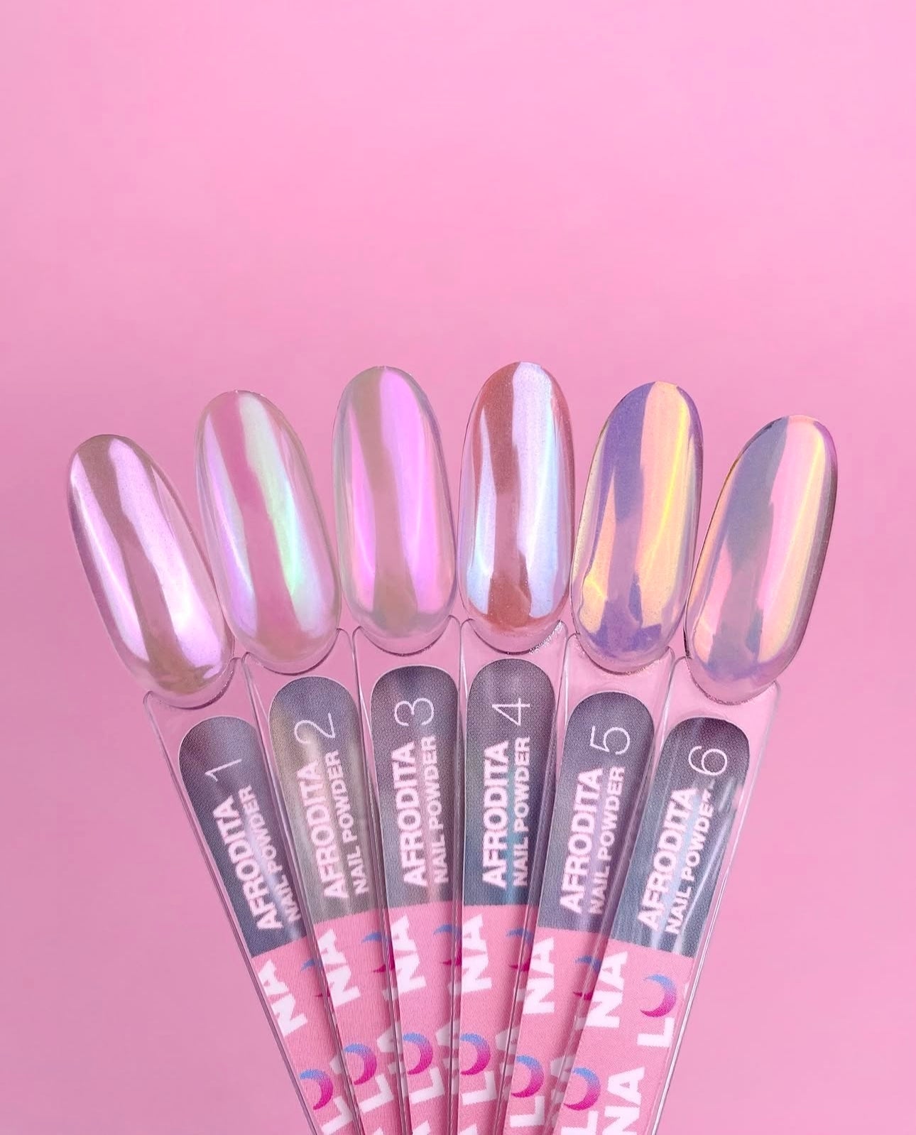 "AFRODITA" Mirror Powder Set, 6pcs by LunaMoon (Physical item) - Nail Artistry Melbourne | Professional Nail Supplies Melbourne