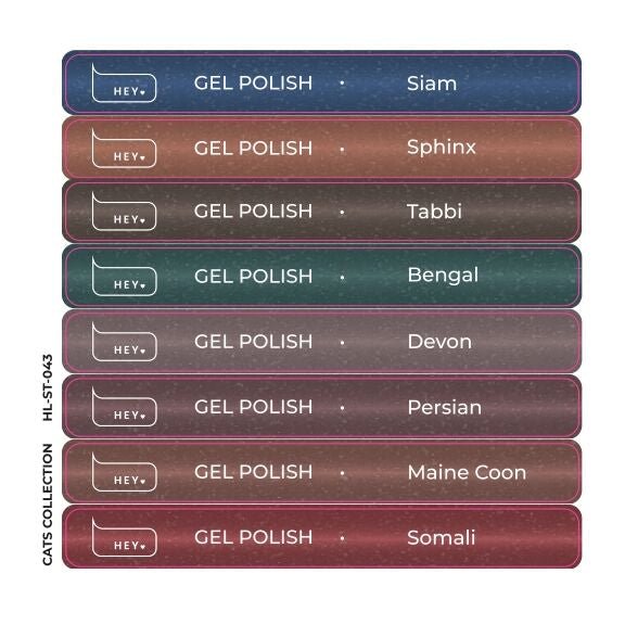 GEL POLISH, CATS COLLECTION SET OF STICKERS FOR DEMONSTRATION TIPS HEYLOVE (Physical item) - Nail Artistry Melbourne | Professional Nail Supplies Melbourne