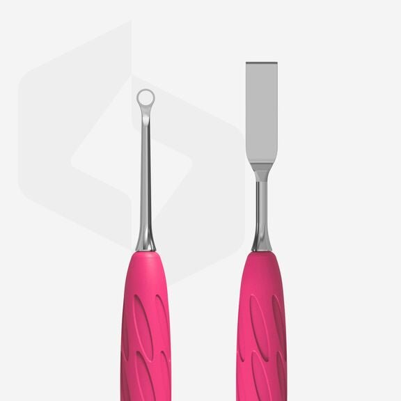 GUMMY” SPATULA. SPATULA WITH SILICONE HANDLE UNIQ 11 TYPE 1 (FLAT STRAIGHT PUSHER + RING) (Physical item) - Nail Artistry Melbourne | Professional Nail Supplies Melbourne