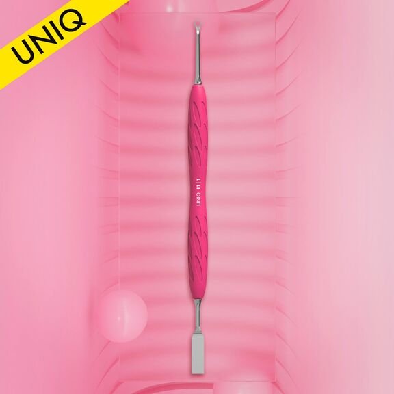 GUMMY” SPATULA. SPATULA WITH SILICONE HANDLE UNIQ 11 TYPE 1 (FLAT STRAIGHT PUSHER + RING) (Physical item) - Nail Artistry Melbourne | Professional Nail Supplies Melbourne