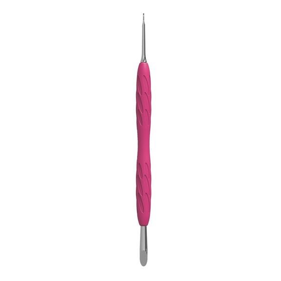 GUMMY” SPATULA. SPATULA WITH SILICONE HANDLE UNIQ 11 TYPE 2 (ANGLED PUSHER + RING) (Physical item) - Nail Artistry Melbourne | Professional Nail Supplies Melbourne