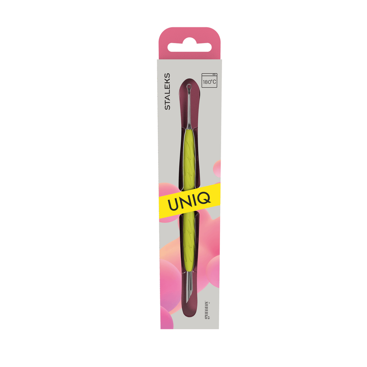 GUMMY” SPATULA. SPATULA WITH SILICONE HANDLE UNIQ 11 TYPE 2 (ANGLED PUSHER + RING) (Physical item) - Nail Artistry Melbourne | Professional Nail Supplies Melbourne