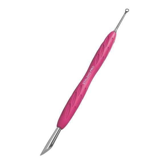 GUMMY” SPATULA. SPATULA WITH SILICONE HANDLE UNIQ 11 TYPE 2 (ANGLED PUSHER + RING) (Physical item) - Nail Artistry Melbourne | Professional Nail Supplies Melbourne