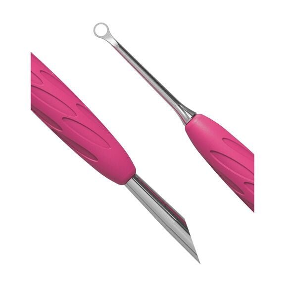 GUMMY” SPATULA. SPATULA WITH SILICONE HANDLE UNIQ 11 TYPE 2 (ANGLED PUSHER + RING) (Physical item) - Nail Artistry Melbourne | Professional Nail Supplies Melbourne
