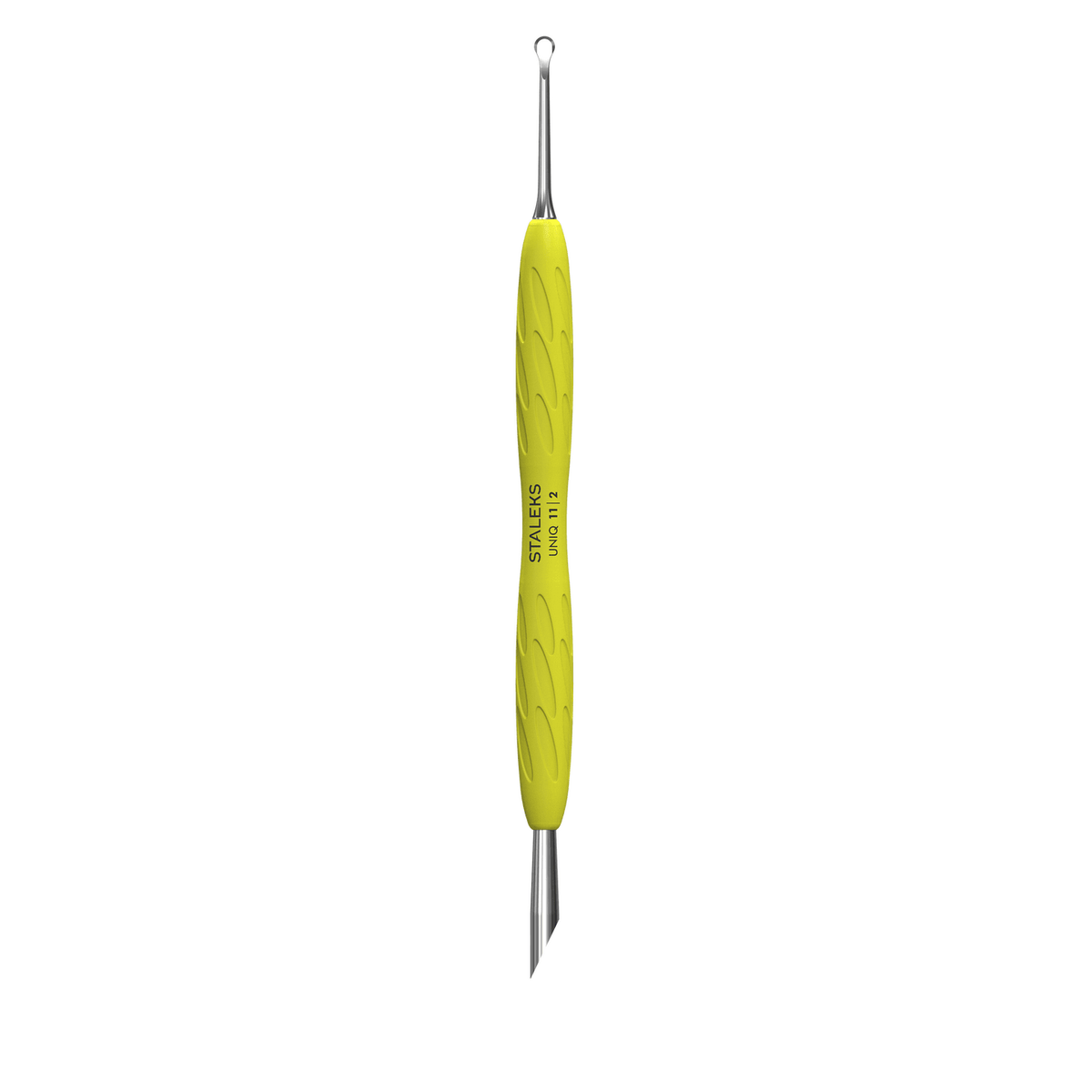 GUMMY” SPATULA. SPATULA WITH SILICONE HANDLE UNIQ 11 TYPE 2 (ANGLED PUSHER + RING) (Physical item) - Nail Artistry Melbourne | Professional Nail Supplies Melbourne