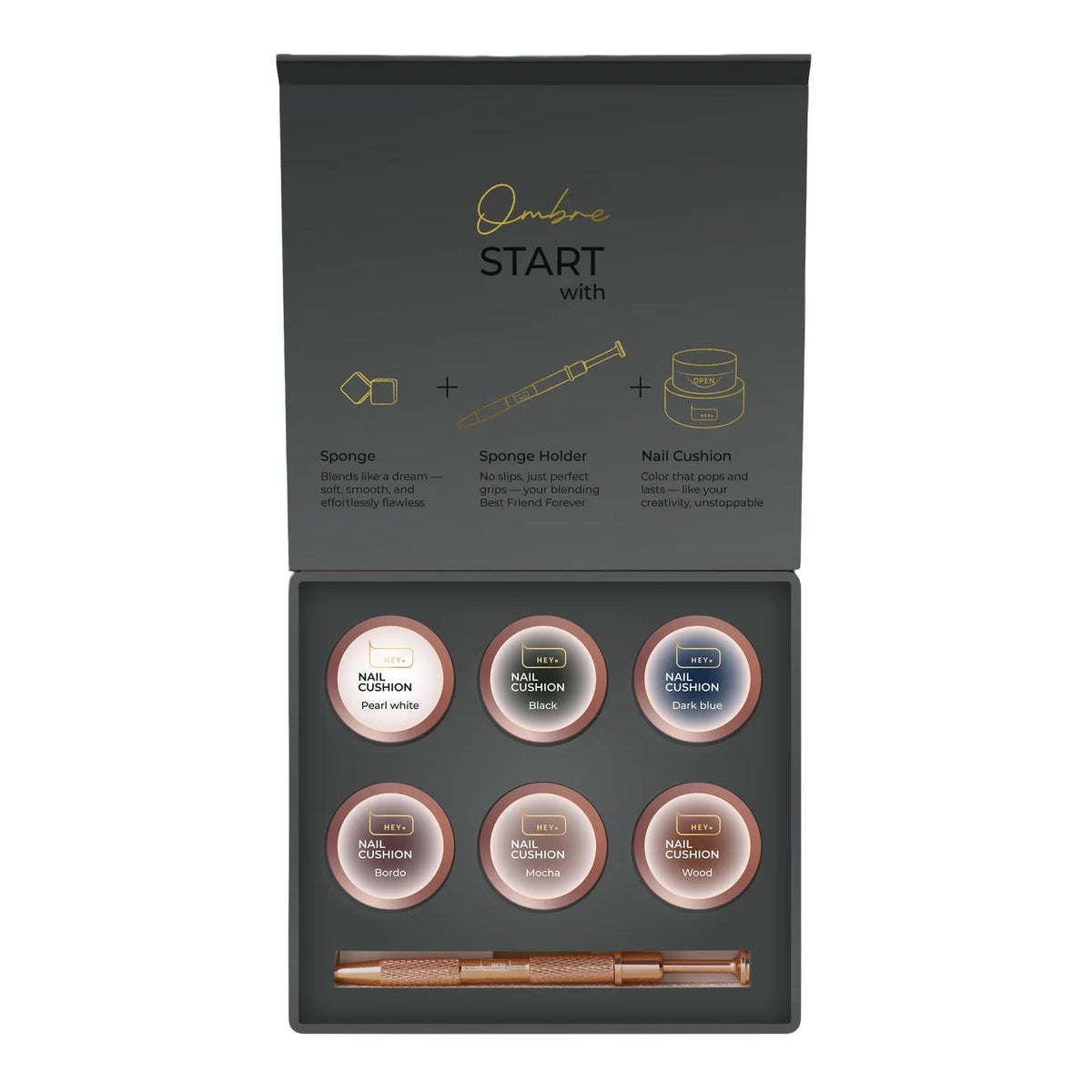 Nail Cushion set Graphite for ombré and nail art 6 colours (Physical item) - Nail Artistry Melbourne | Professional Nail Supplies Melbourne