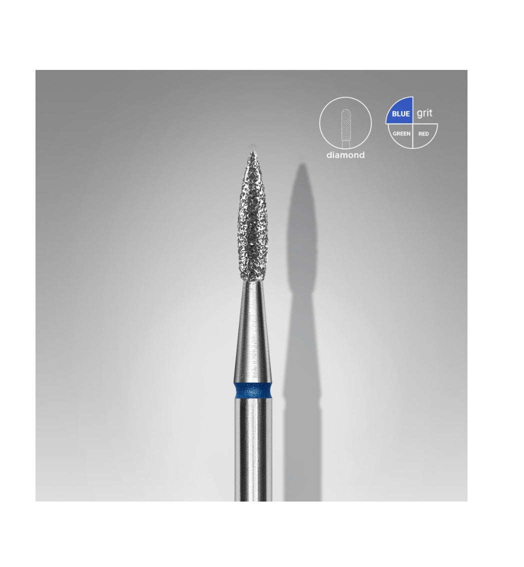 STALEKS Diamond Nail Drill Bit Flame Blue 1.8mm 8mm pointed (Physical item) - Nail Artistry Melbourne | Professional Nail Supplies Melbourne