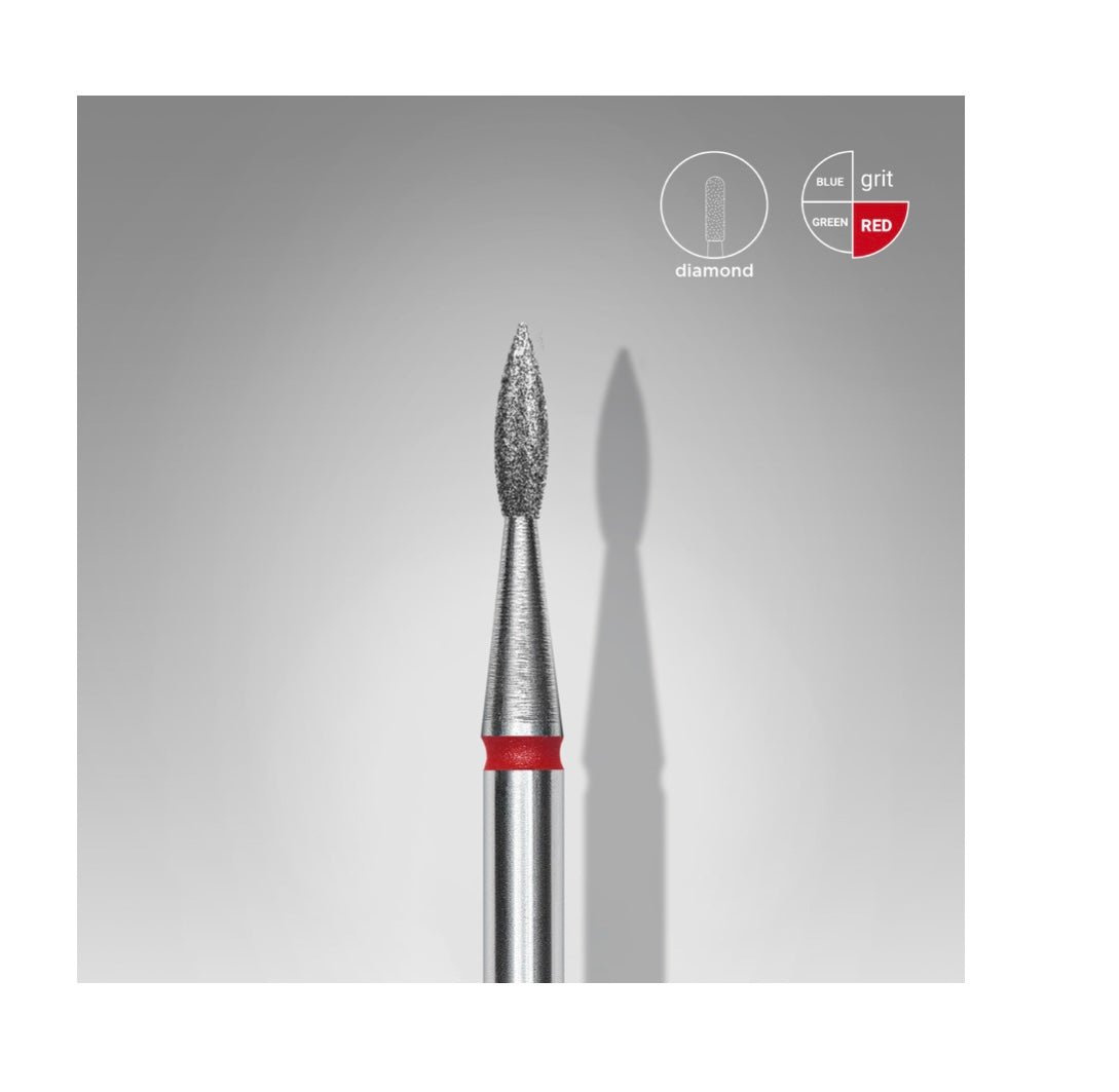 STALEKS Diamond Nail Drill Bit Flame Red 1.6mm 8mm pointed (Physical item) - Nail Artistry Melbourne | Professional Nail Supplies Melbourne
