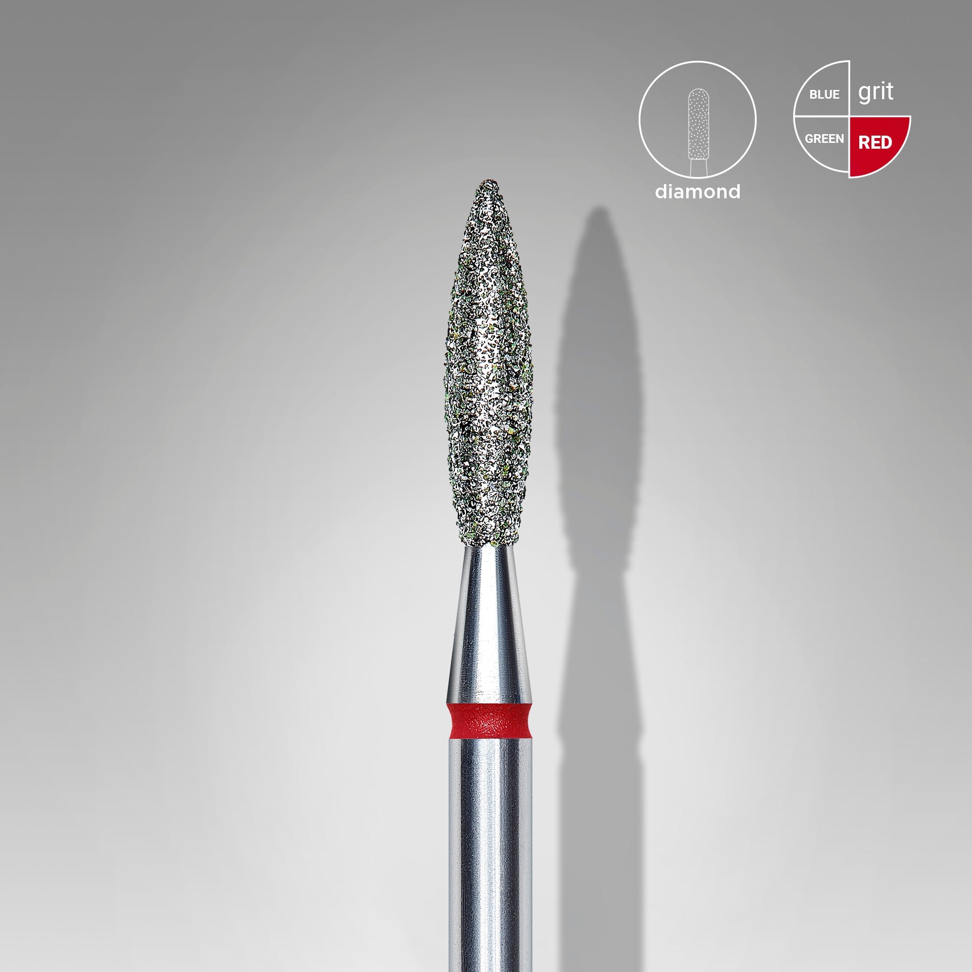 STALEKS Diamond Nail Drill Bit Flame Red 2.1mm 8mm Pointed (Physical item) - Nail Artistry Melbourne | Professional Nail Supplies Melbourne